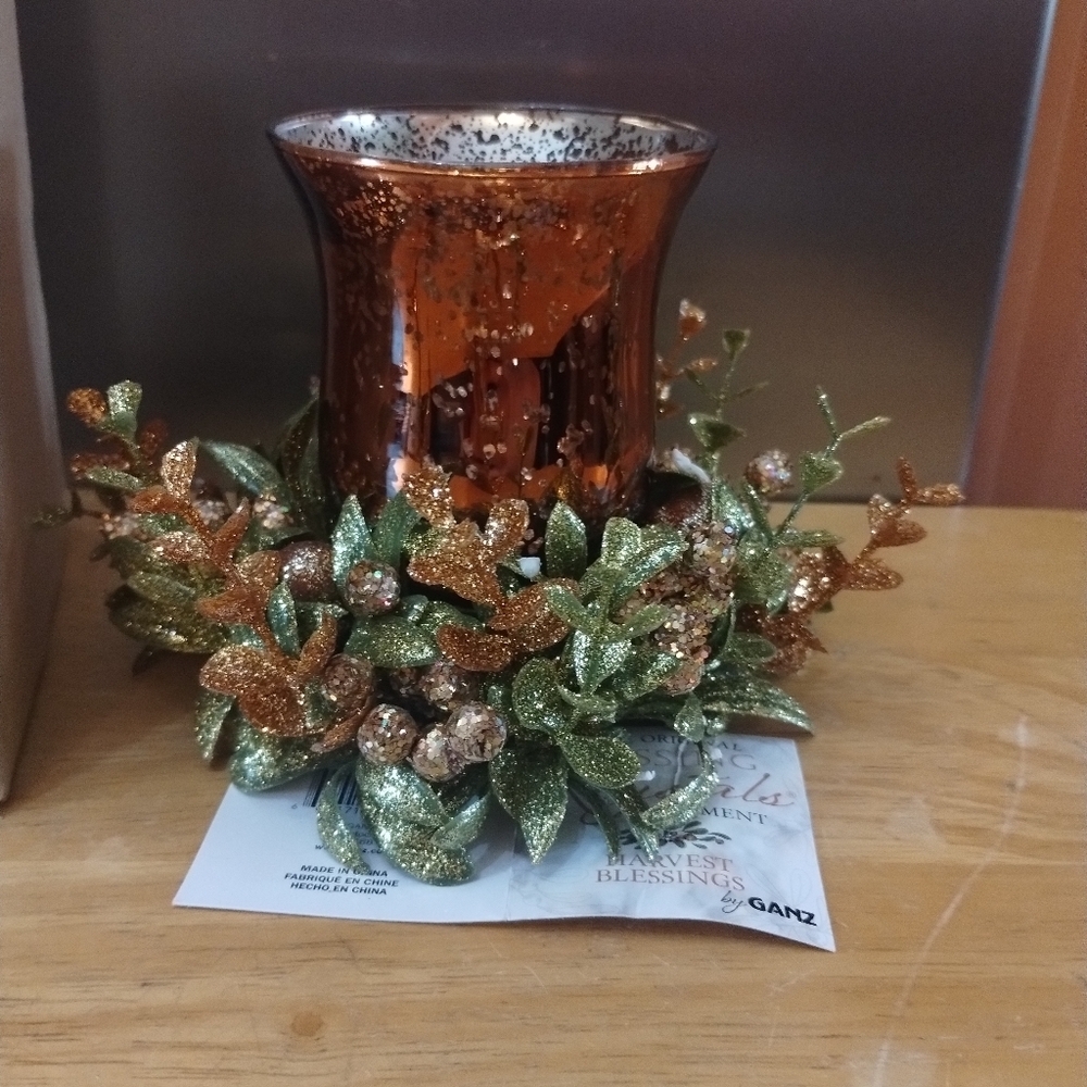 New Autumn Glow Candle Holder with Orange and Green